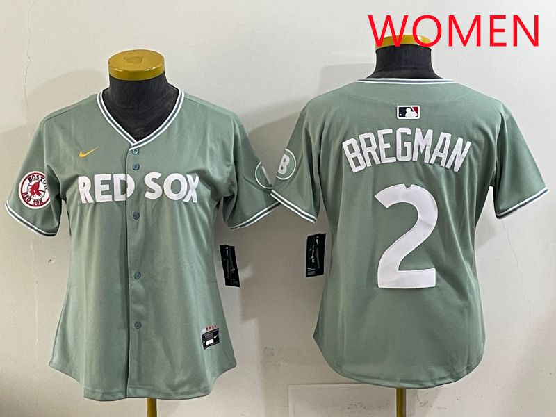 Women 2025 Boston Red Sox #2 Bregman Green Joint Name Nike MLB Jersey style 8